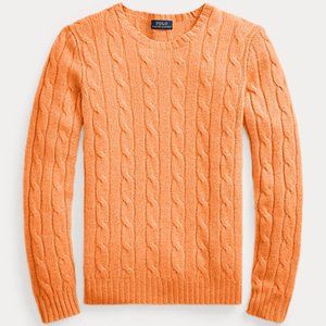 Lauren Ralph Lauren Orange Crewneck Cable-knit Cashmere Sweater